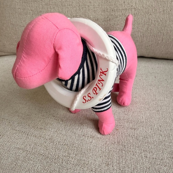 Victoria's Secret Other - VICTORIA'S SECRET PINK DOG WITH STRIPED SHIRT & LIFE PRESERVER RETIRED